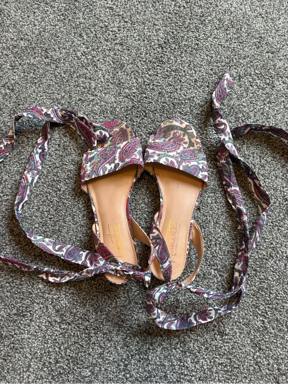 Nanette Lepore Paisley Ankle Wrap Sandals size 8 - Picture 5 of 6